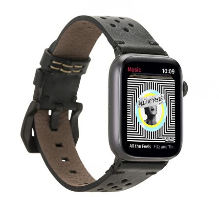 Bouletta Apple Watch Uyumlu Deri Kordon Vigo 42-44-45mm RST1 Siyah