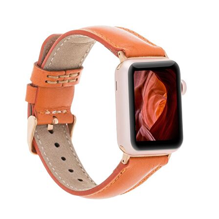 Bouletta Apple Watch Uyumlu Deri Kordon 42-44-45mm F5 Taba