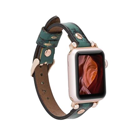 Bouletta Apple Watch Uyumlu Deri Kordon 38-40-41mm Vintage Ferro RT V6SEF Yeşil