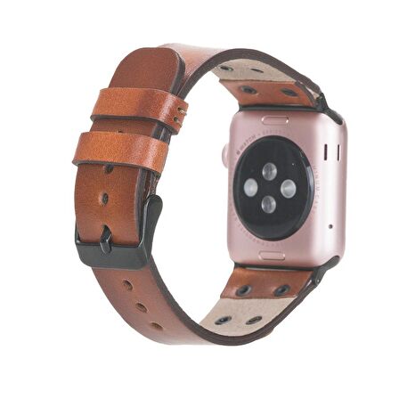 Bouletta Apple Watch Uyumlu Deri Kordon Cross 42-44-45mm BT RST2EF Taba