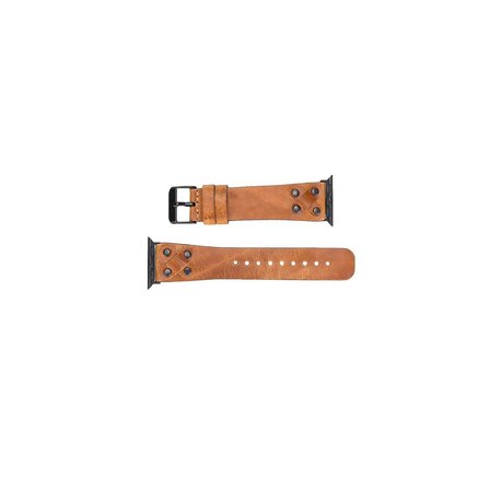 Bouletta Apple Watch Uyumlu Deri Kordon Cross 42-44-45mm BT V18 Taba