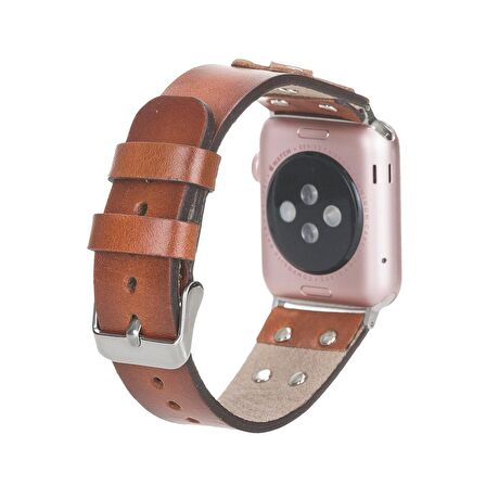 Bouletta Apple Watch Uyumlu Deri Kordon Cross 42-44-45mm ST RST2EF Taba