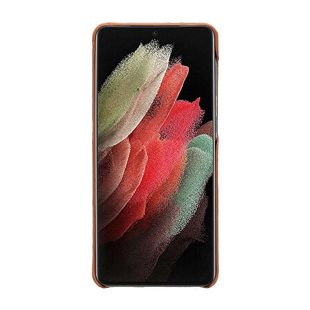 Samsung Galaxy S21 Plus Uyumlu Deri Arka Kapak UJ RST2EF Taba