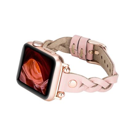 Bouletta Apple Watch Uyumlu Deri Kordon Wanda 38-40-41mm RT NU2 Pembe