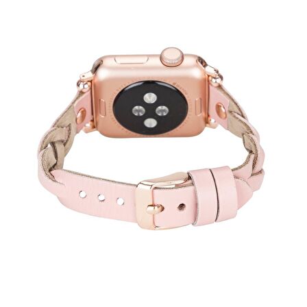 Bouletta Apple Watch Uyumlu Deri Kordon Wanda 38-40-41mm RT NU2 Pembe