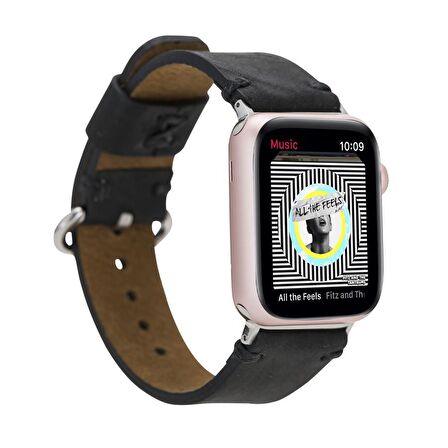 Bouletta Apple Watch Uyumlu Deri Kordon Orfe 42-44-45mm G1 Siyah