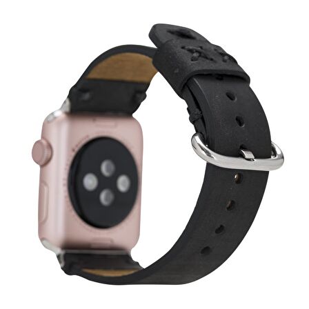 Bouletta Apple Watch Uyumlu Deri Kordon Orfe 42-44-45mm G1 Siyah