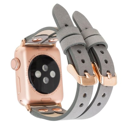 Bouletta Apple Watch Uyumlu Deri Kordon Ely Double Tour RST9 Gri