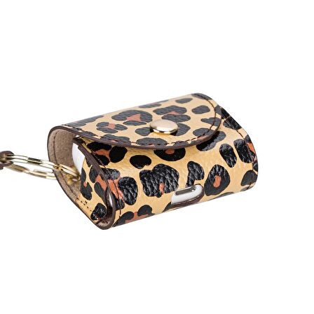 Apple AirPods 3.nesil Uyumlu Deri Kılıf Mai Snap Leopar