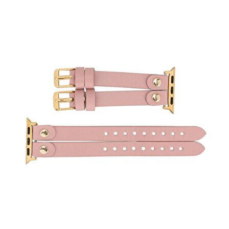 Bouletta Apple Watch Uyumlu Deri Kordon Ely Double Tour Gold Trk NU2 Pembe