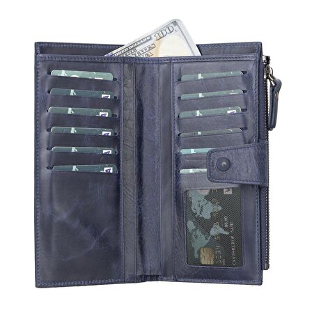 Lozan 6.5 inch Uyumlu Deri Kartlıklı Kılıf TN5 Mavi