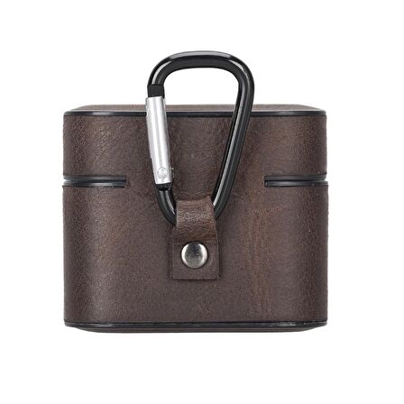 Casquet Apple AirPods 3.nesil Uyumlu Deri Kılıf RO6 Kahverengi