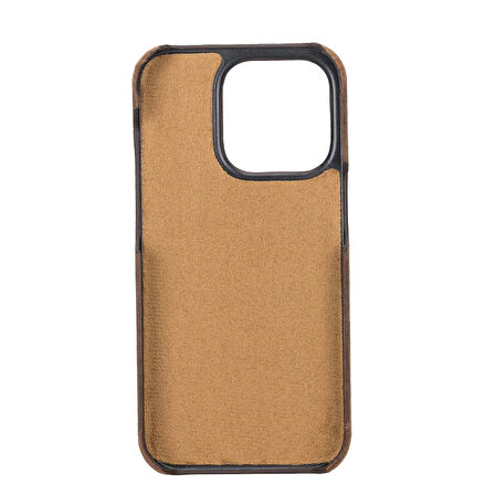 Apple iPhone 14 Pro Uyumlu Deri Arka Kapak UJ G2 Kahve