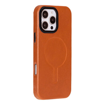 Apple iPhone 16 Pro Max uyumlu, Hakiki Deri, El Yapımı Kılıf, Gölgeli Taba