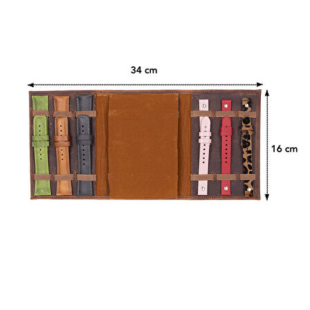 Hakiki Deri, El Yapımı, Saat Kordonu Taşıma Çantası, Antik Kahve