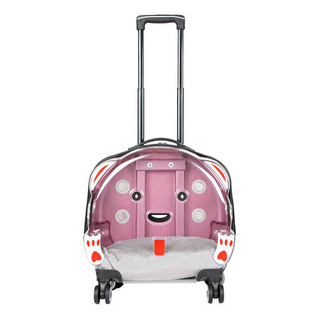 Ice Pet Tekerlekli Çekçekli Kedi Köpek Taşıma Valizi, 42x44 x23 cm, Pembe