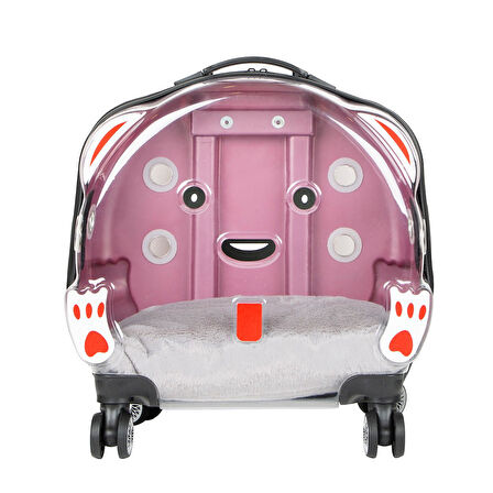 Ice Pet Tekerlekli Çekçekli Kedi Köpek Taşıma Valizi, 42x44 x23 cm, Pembe