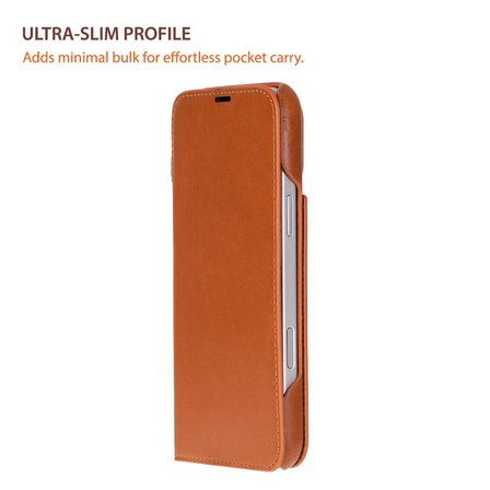 Apple iPhone 17 Pro için, Hakiki Deri, El Yapımı, Cüzdanlı Slim Kılıf, Mag safe ile uyumlu, İç Yüzeyi Kadife, Gölgeli Taba