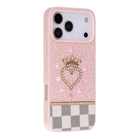 Vissel iPhone 17 Pro Uyumlu Taşlı Kalp Detaylı Kılıf – Parlak Taşlı, Darbe Emici Koruma, Şık & Trend Telefon Kılıfı, Pembe