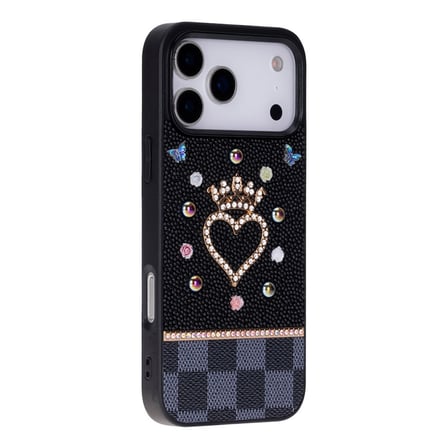Vissel iPhone 17 Pro Max Uyumlu Taşlı Kalp Detaylı Kılıf – Parlak Taşlı, Darbe Emici Koruma, Şık & Trend Telefon Kılıfı, Siyah