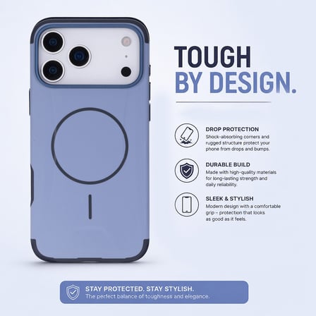Koen iPhone 17 Pro Uyumlu MagSafe Kılıf – Kablosuz Şarj Destekli, Köşe Koruma Darbe Emici, Şeffaf Mat Premium Telefon Kılıfı, Mavi