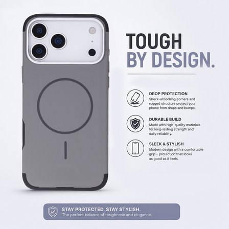 Koen iPhone 17 Pro Max Uyumlu MagSafe Kılıf – Kablosuz Şarj Destekli, Köşe Koruma Darbe Emici, Şeffaf Mat Premium Telefon Kılıfı, Gri