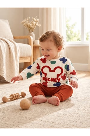 Mickey Desenli Bebek 2’li Sweatshirt Eşofman Takımı