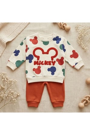 Mickey Desenli Bebek 2’li Sweatshirt Eşofman Takımı