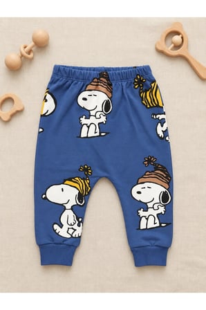 Snoopy Baskılı Bebek Erkek 2’li Sweatshirt Eşofman Takımı