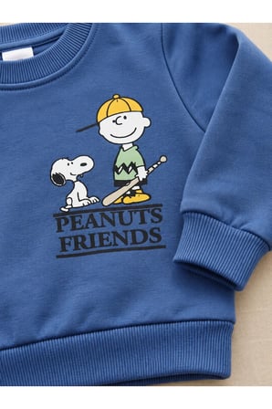 Snoopy Baskılı Bebek Erkek 2’li Sweatshirt Eşofman Takımı