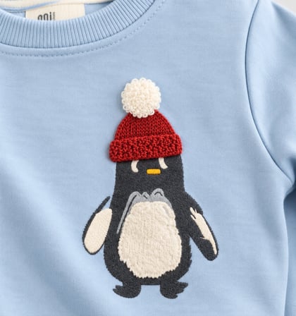 Penguen Baskılı 2'li Erkek Çocuk Takımı – Sweatshirt ve Jogger Alt | Günlük Bebek Eşofman Takımı