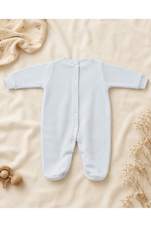 Nakışlı Bebe Yakalı Triko Bebek Tulum