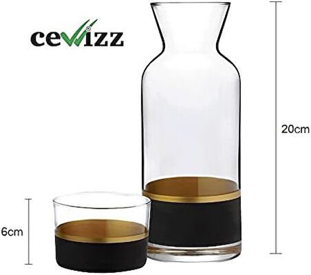 Başucu Sürahisi - Yatağınızın Yanında Bulunacak Gece Yarısı İçeceği İçin Bardak ve Şişe - Cam Sürahi 500 ml/Bardak 220 ml - Güzel Hediye Kutusu (ELEGANCE)