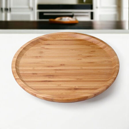 Bambu Lüx Yuvarlak Servis 30 * 30cm, Sunumluk & Çerezlik Sunum Tabağı