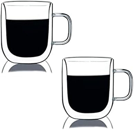 Adet Çift Cidarlı Cam Kupa Bardak 225 ml Çift Camlı Zarif Bardak Kupa