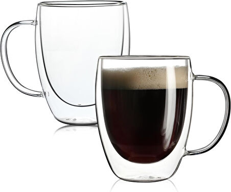 350ml çift katmanlı Kulplu cam bardak