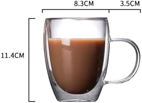 350ml çift katmanlı Kulplu cam bardak