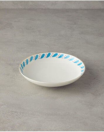 Home Blue Carny Bone Porselen Çukur Tabak 20 cm Mavi