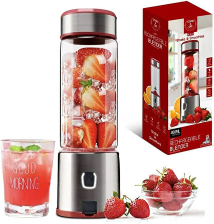 Şarjlı 450 ml Hacimli Paslanmaz Çelik 6 Bıçaklı Buz Kırabilen Kişisel Blender, Spor, Bebek, Seyehat, Smoothie, Milkshake, Kırıcı, Parçalıyıcı