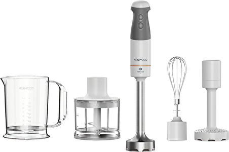 TriXL HBM40.306WH mutfak aletleri, el blenderi, çıkarılabilir paslanmaz çelik karıştırma ayağı, daha hızlı püre yapmak için 3 kanatlı bıçaklı, 850 W, beyaz/gri