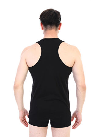 Çift Kaplan Erkek Elastanlı Spor Siyah Atlet 0916 3'Lü Paket