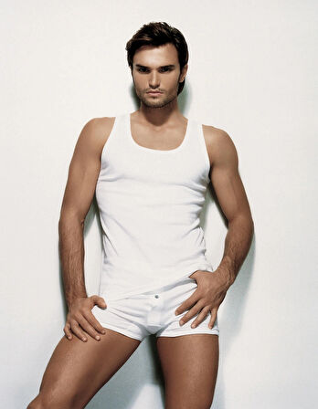 Çift Kaplan Erkek Ribana Beyaz Atlet 0775 6'Lı Paket