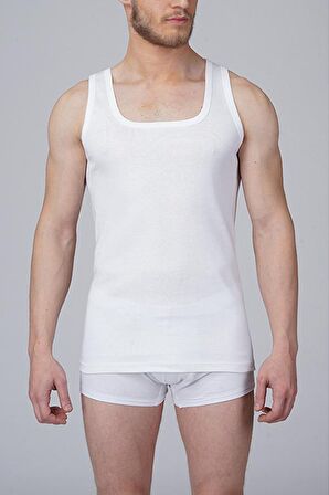 Çift Kaplan 775 %100 Pamuk Ribana Erkek Atlet Beyaz-45-S