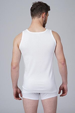 Çift Kaplan 775 %100 Pamuk Ribana Erkek Atlet Beyaz-45-S