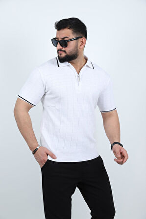 Polo Yaka Kısa Kol Erkek Örme Triko Tişört