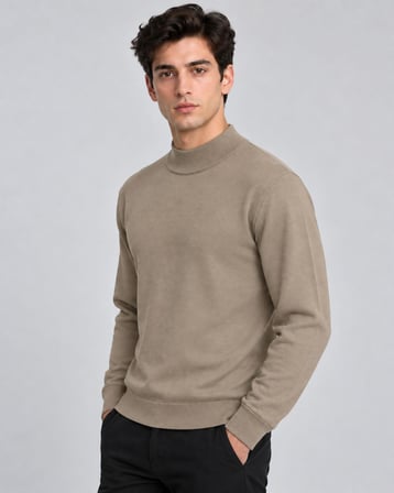 Slim Fit Polo Yarım Balıkçı Uzun Kol Erkek Triko 07425