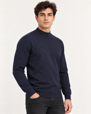 Slim Fit Polo Yarım Balıkçı Uzun Kol Erkek Triko 07425