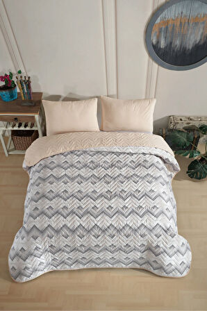 Tek Kişilik Desenli Kapitone Çift Taraflı Renkli Pike Yatak Örtüsü Takımı 160x230 cm (Çarşafsız)