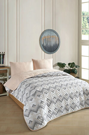 Tek Kişilik Desenli Kapitone Çift Taraflı Renkli Pike Yatak Örtüsü Takımı 160x230 cm (Çarşafsız)