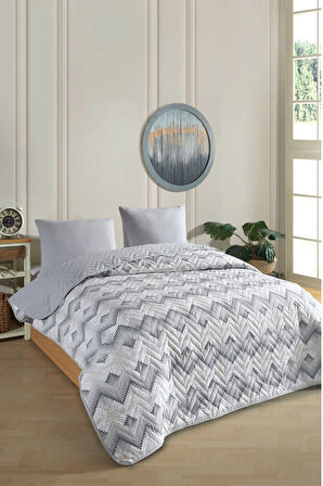Tek Kişilik Desenli Kapitone Çift Taraflı Renkli Pike Yatak Örtüsü Takımı 160x230 cm (Çarşafsız)
